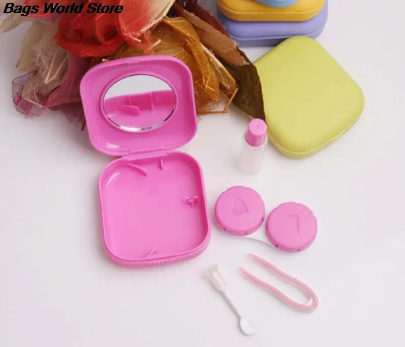 1 aet Popular Travel Kit Easy Carry Mirror Container Mini Square Contact Lens Case Box | Багаж и сумки