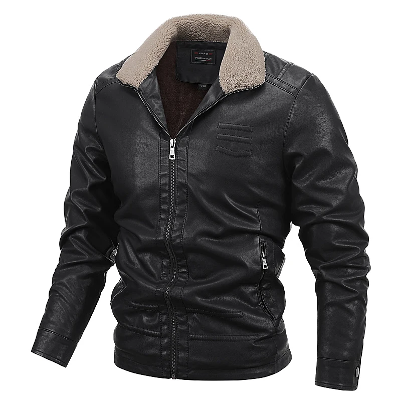 New Men Leather Jacket Autumn Winter Warm Thick Fleece Faux Leather Jacket Fashion Turn-down Collar Woolen Thick Outerwear
New Men Leather Jacket Autumn Winter Warm Thick Fleece Faux Leather Jacket Fashion Turn-down Collar Woolen Thick Outerwear