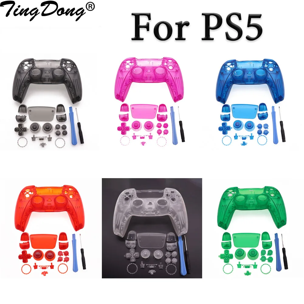 

For Sony Playstation 5 PS5 Controller Gamepad Custom Clear Transparent Housing Shell Cover Faceplate Case Skin Repair Mod Kit