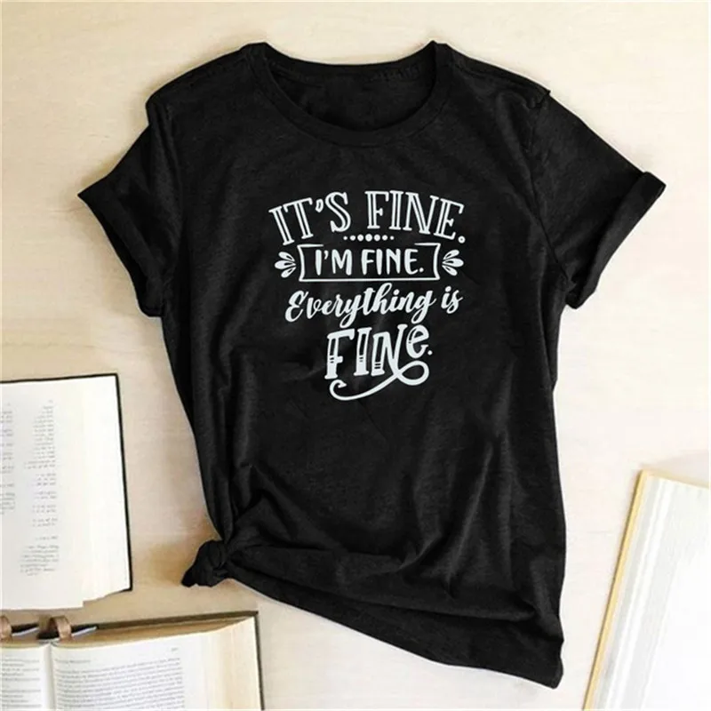 It's Fine I'm Fine Everything Is Fine Print Women T-Shirt Short Sleeve Summer Graphic Tee Busy Mom Tops 2021 Female Clothes
It's Fine I'm Fine Everything Is Fine Print Women T-Shirt Short Sleeve Summer Graphic Tee Busy Mom Tops 2021 Female Clothes