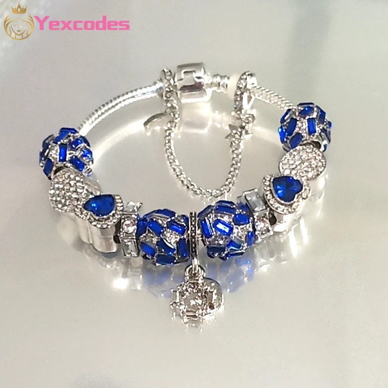 

Yexcodes NEW Models Blue Starry Sky Charm Ladies Bracelet DIY Stars And Moon Accessories Brand Bracelet Women Gifts