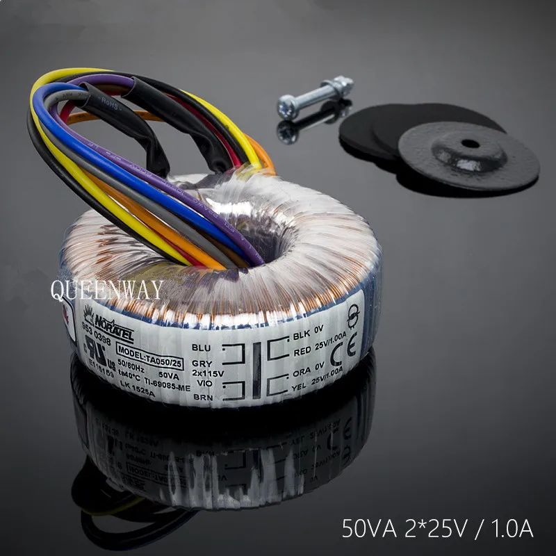 T-023 50VA 2*25V 1.0A NORATEL Toroidal Cattle 50W New Toroidal Transformer Primary Rated Voltage 0V-115V*2 50/60Hz
T-023 50VA 2*25V 1.0A NORATEL Toroidal Cattle 50W New Toroidal Transformer Primary Rated Voltage 0V-115V*2 50/60Hz