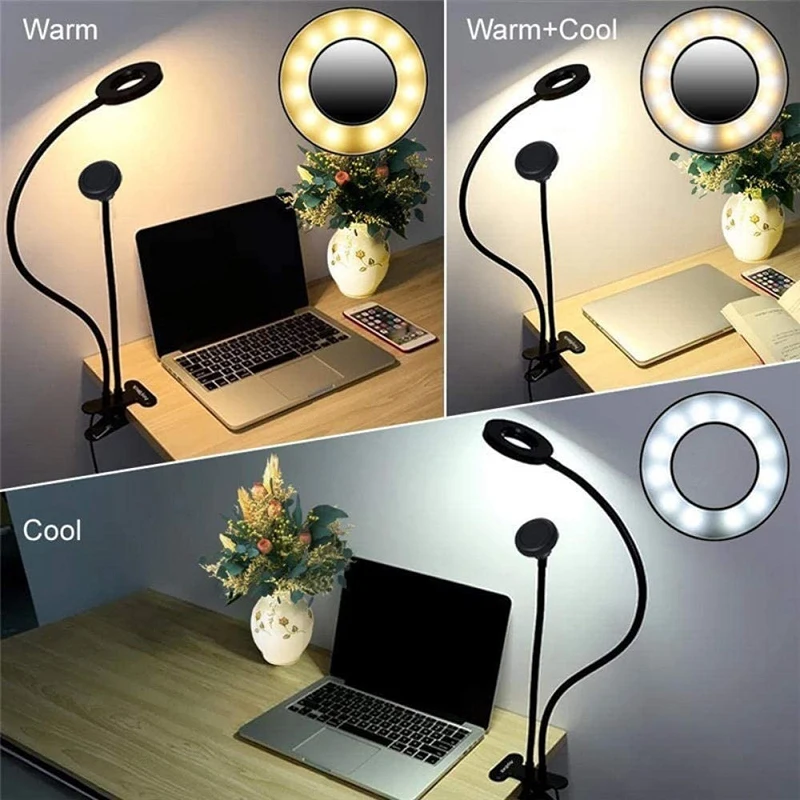 3 in 1 LED Selfie Ring Light Desktop Lamp Mobile Phone Holder with Microphone Holder for Smartphones Video Stander
3 in 1 LED Selfie Ring Light Desktop Lamp Mobile Phone Holder with Microphone Holder for Smartphones Video Stander