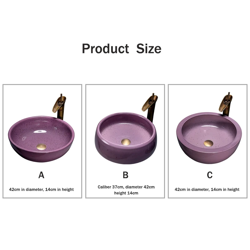 China Handmade Ceramic Art Above Counter Basin Creative Purple Simple Bathroom Round Washbasin Lavatory Sink For Toilet
China Handmade Ceramic Art Above Counter Basin Creative Purple Simple Bathroom Round Washbasin Lavatory Sink For Toilet