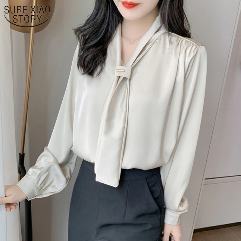 Autumn Chiffon Shirt Office Lady Long Sleeve Shirt Women Satin Shirt OL Style Loose V-neck Womens Tops and Blouses Clothes 10842
Autumn Chiffon Shirt Office Lady Long Sleeve Shirt Women Satin Shirt OL Style Loose V-neck Womens Tops and Blouses Clothes 10842