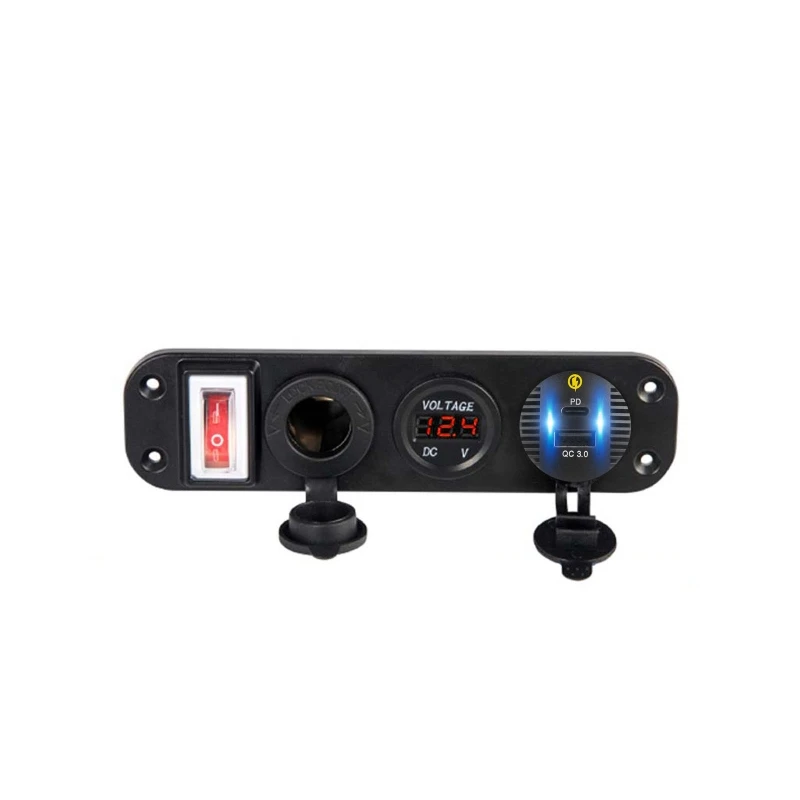 Водонепроницаемый 12V 24V автомобиль QC3.0 Тип USB C PD быстрая Зарядное устройство Мощность гнездо Панель с светодиодный переключатель вольтметра...
Водонепроницаемый 12V 24V автомобиль QC3.0 Тип USB C PD быстрая Зарядное устройство Мощность гнездо Панель с светодиодный переключатель вольтметра...