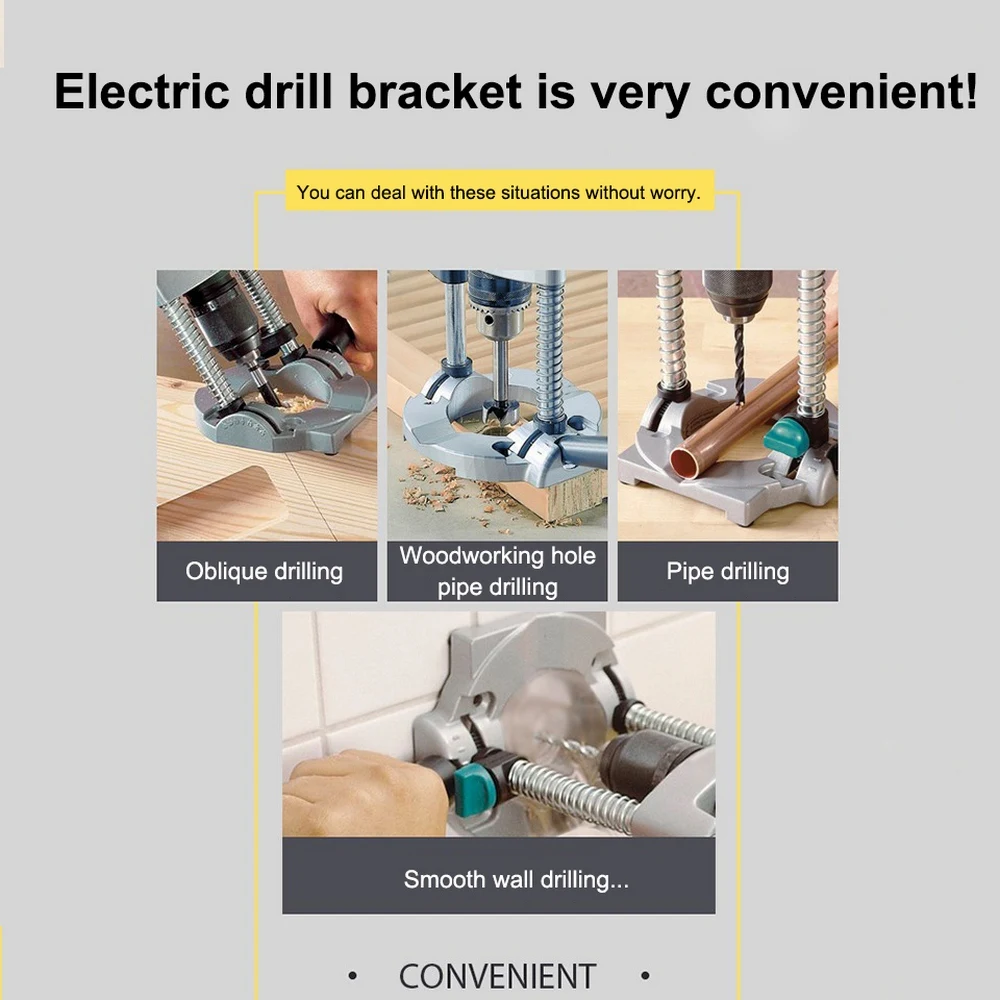 Electric Drill Bracket Angle Adjustable Drill Guide with Adjustable Angle Removable Handle Electric Drill Stand Woodworking Tool