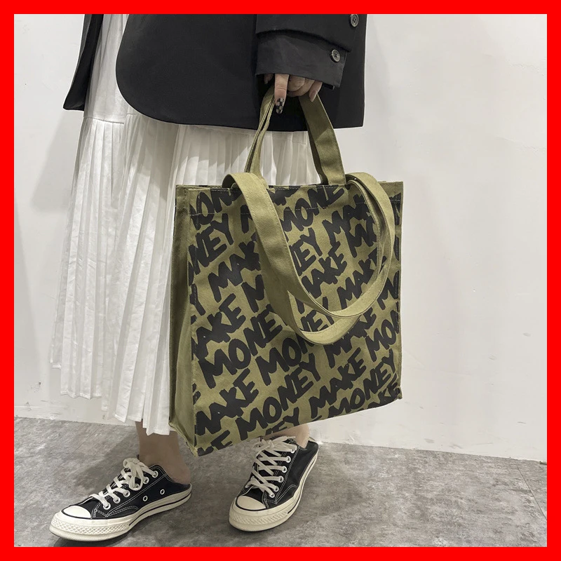 Women and men Canvas Shopping Bag letter Print Female Cotton Cloth Shoulder Bag Eco Handbag Tote Reusable Grocery Shopper Bags
Women and men Canvas Shopping Bag letter Print Female Cotton Cloth Shoulder Bag Eco Handbag Tote Reusable Grocery Shopper Bags
