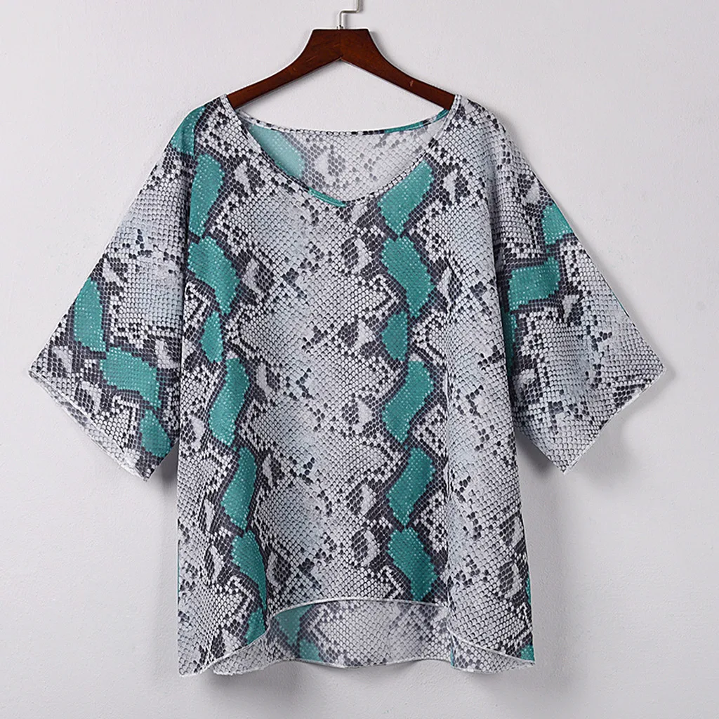 Women Fashion Blouse Top V-Neck Serpentine Print Blouse Tops Chiffon Half Sleeve Tops
Women Fashion Blouse Top V-Neck Serpentine Print Blouse Tops Chiffon Half Sleeve Tops