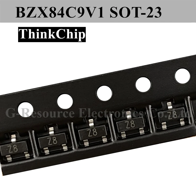 (100pcs) BZX84C9V1 SOT-23 SMD Voltage Stabilized Diode 9.1V (Marking Z8) 
(100pcs) BZX84C9V1 SOT-23 SMD Voltage Stabilized Diode 9.1V (Marking Z8)