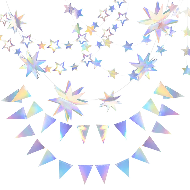 1pc Laser Star Garland Triangle Banner Flags Birthday Bunting Pennant Wedding Party Baby Shower Christmas Decoration Supplies
1pc Laser Star Garland Triangle Banner Flags Birthday Bunting Pennant Wedding Party Baby Shower Christmas Decoration Supplies
