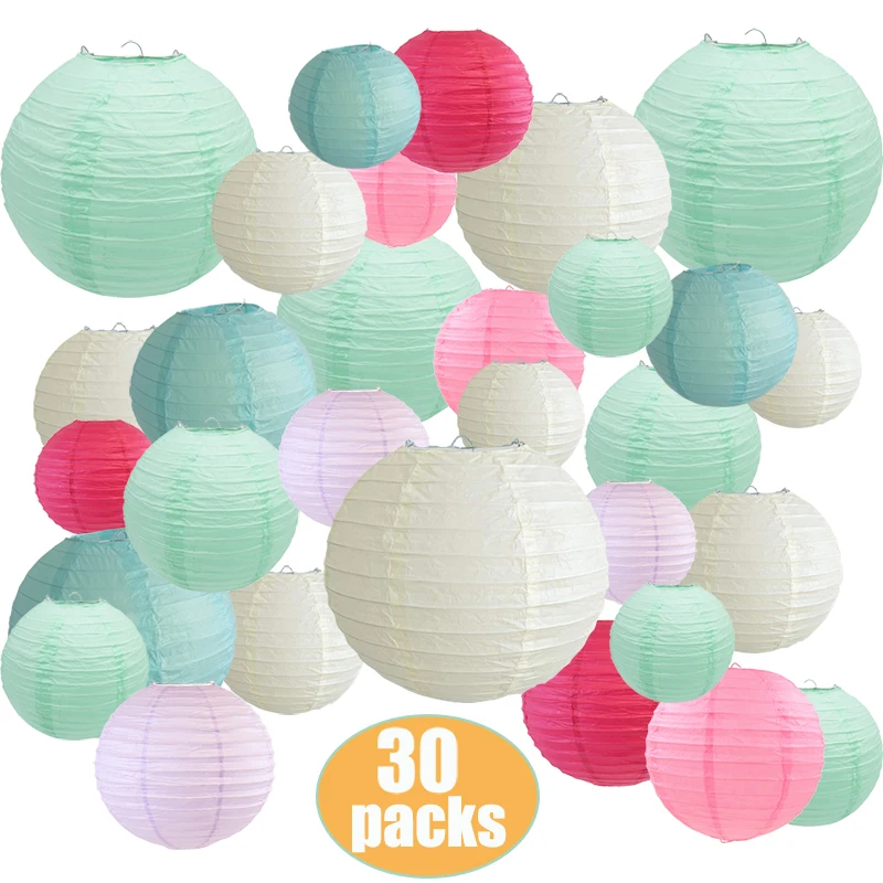 30 pcs 6"-14" Paper Lantern Mint Beige Mixed Color and Size Paper Ball Lampion Wedding for Party Xmas Event Hanging Decor Favor
30 pcs 6"-14" Paper Lantern Mint Beige Mixed Color and Size Paper Ball Lampion Wedding for Party Xmas Event Hanging Decor Favor