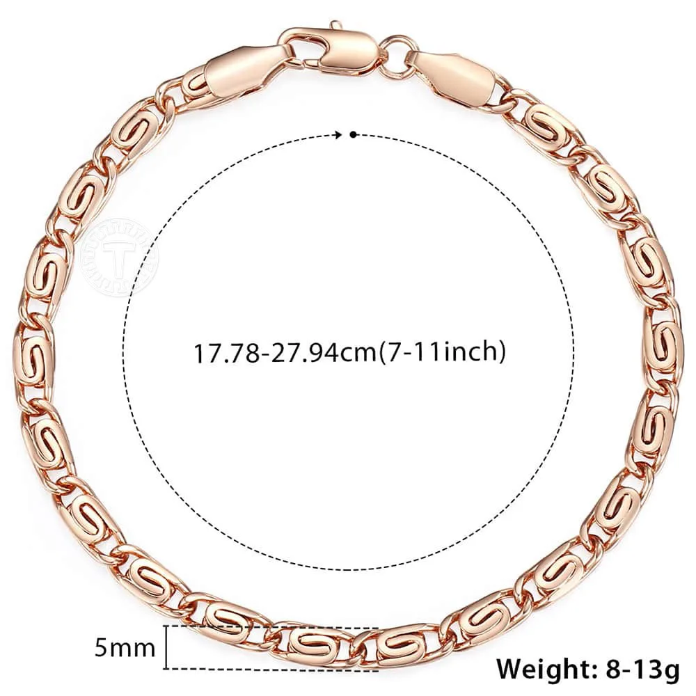 Trendsmax 585 Rose Gold Color Bracelet Snail Chain for Womens Mens Fashion Jewelry Gift 5mm 18cm-25cm GB179A 
Trendsmax 585 Rose Gold Color Bracelet Snail Chain for Womens Mens Fashion Jewelry Gift 5mm 18cm-25cm GB179A