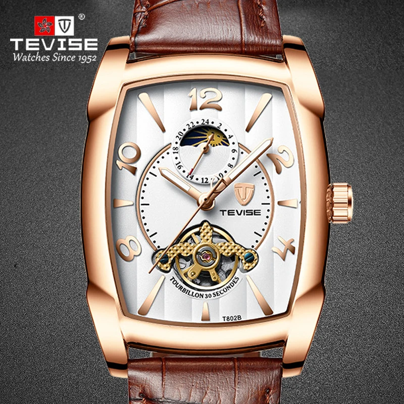 TEVISE 2020 Causual Men's Watches Moon phase Tourbillon Mechanical Automatic Watch Leather Style Waterproof Relogio Masculino
TEVISE 2020 Causual Men's Watches Moon phase Tourbillon Mechanical Automatic Watch Leather Style Waterproof Relogio Masculino