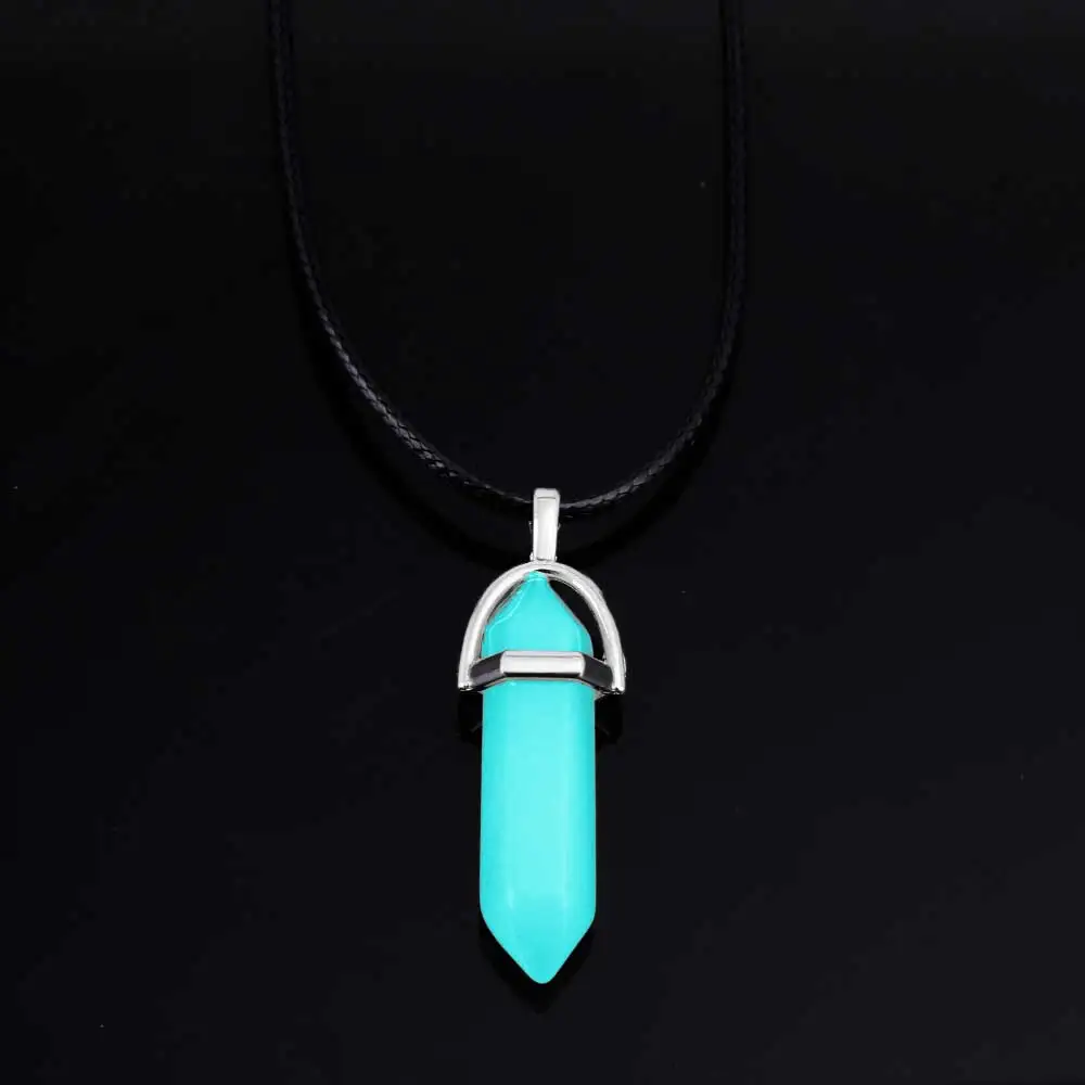 2020 New Luminous Stone Fluorescent Hexagonal Column Necklace Natural Crystal Gem Stone Pendant Leather Chains Necklace 
2020 New Luminous Stone Fluorescent Hexagonal Column Necklace Natural Crystal Gem Stone Pendant Leather Chains Necklace