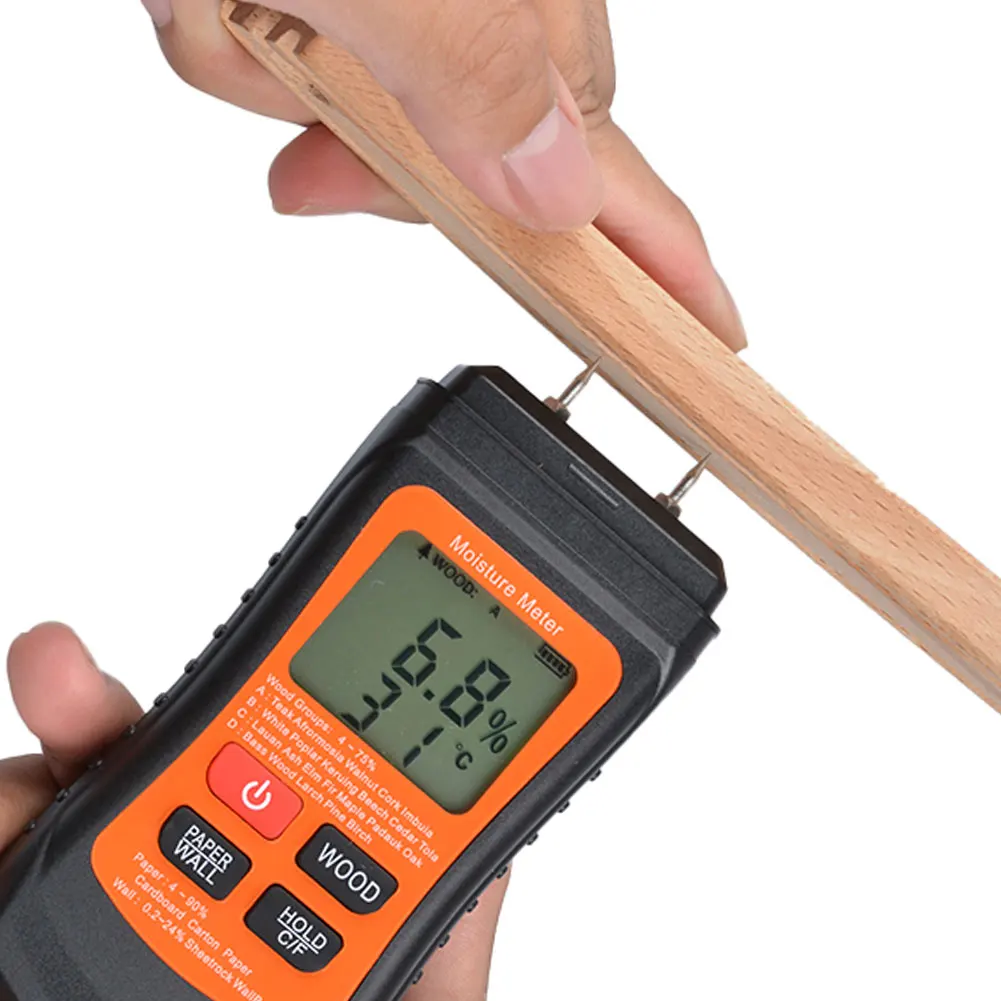 Wood Moisture Detector Digital Handheld LCD Moisture Meter Humidity Tester (No Battery) Data Temperature Meter For Wood Wall
Wood Moisture Detector Digital Handheld LCD Moisture Meter Humidity Tester (No Battery) Data Temperature Meter For Wood Wall