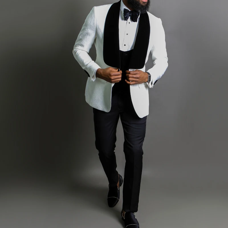 White Floral Men Suits for Wedding 3 piece Male Blazer Waistcoat with Black Pants Slim fit Boyfriend Fashion Clothes 2020
White Floral Men Suits for Wedding 3 piece Male Blazer Waistcoat with Black Pants Slim fit Boyfriend Fashion Clothes 2020