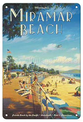 

Miramar Beach California - Kerne Erickson-винтажный постер для путешествий, металлический жестяной знак, ретро-стена, домашний бар, паб, винтажный декор для кафе, 8x1