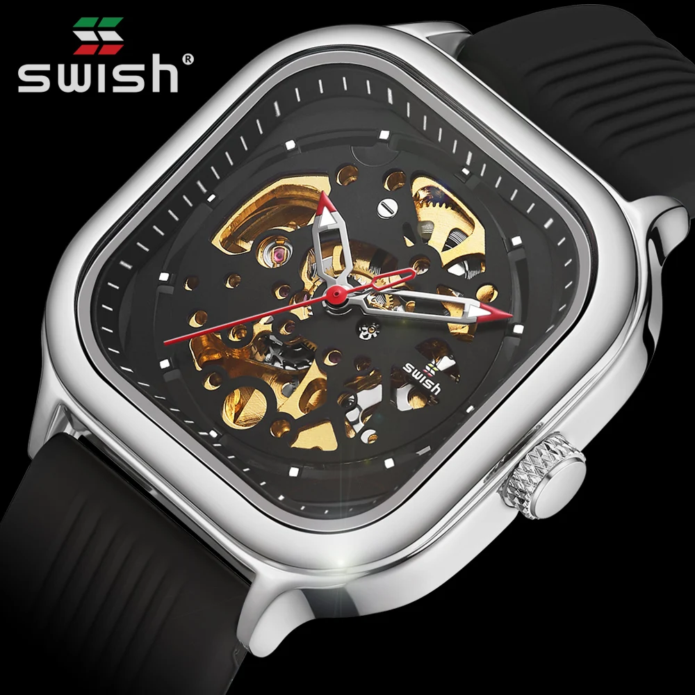 

Автоматические часы Для мужчин лучший бренд класса люкс Водонепроницаемый силиконовый ремешок Спортивные механические наручные часы Для ...