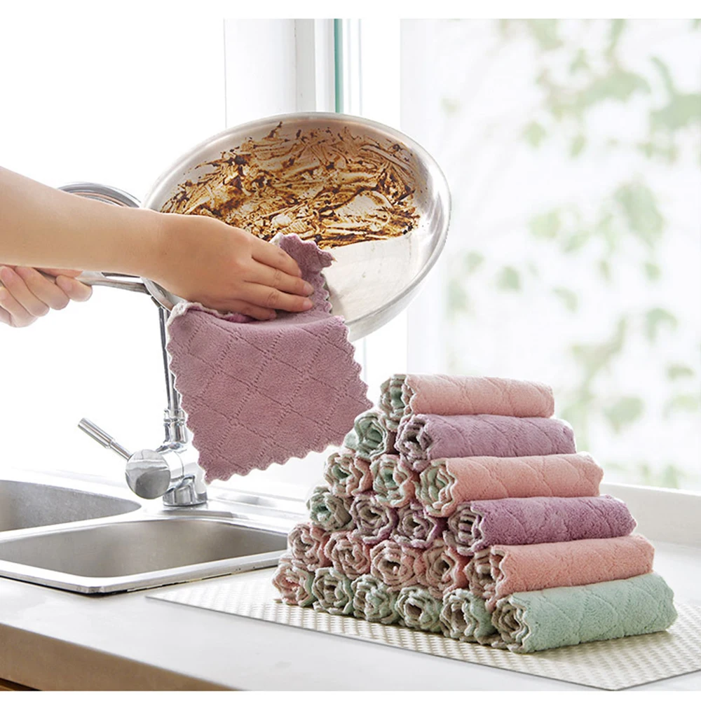 3pcs Absorbent Kitchen Scouring Pad Double-sided Cleaning Rag Dish Towel Microfiber Water-absorbing Kitchen Tools Gadgets
3pcs Absorbent Kitchen Scouring Pad Double-sided Cleaning Rag Dish Towel Microfiber Water-absorbing Kitchen Tools Gadgets