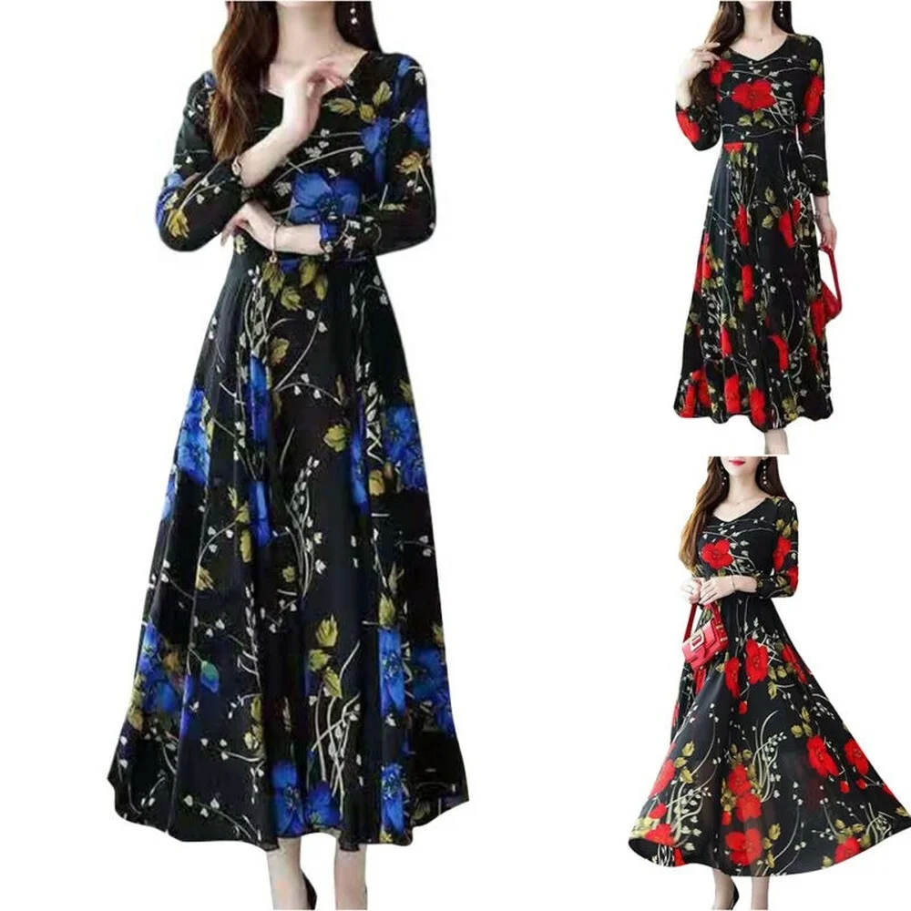 Women's Large Swing Floral Printing V Neck Dress Mid-length Slimming Waist Dress
Women's Large Swing Floral Printing V Neck Dress Mid-length Slimming Waist Dress