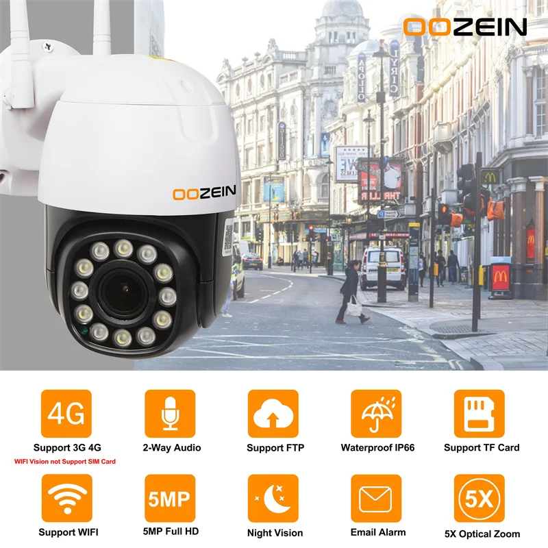 IP WiFi Outdoor Camera 5MP PTZ Camera Outdoor 5x Optical Zoom Night Vision Color WirelessH.265 P2P Security for Home CCTV Camera 
IP WiFi Outdoor Camera 5MP PTZ Camera Outdoor 5x Optical Zoom Night Vision Color WirelessH.265 P2P Security for Home CCTV Camera