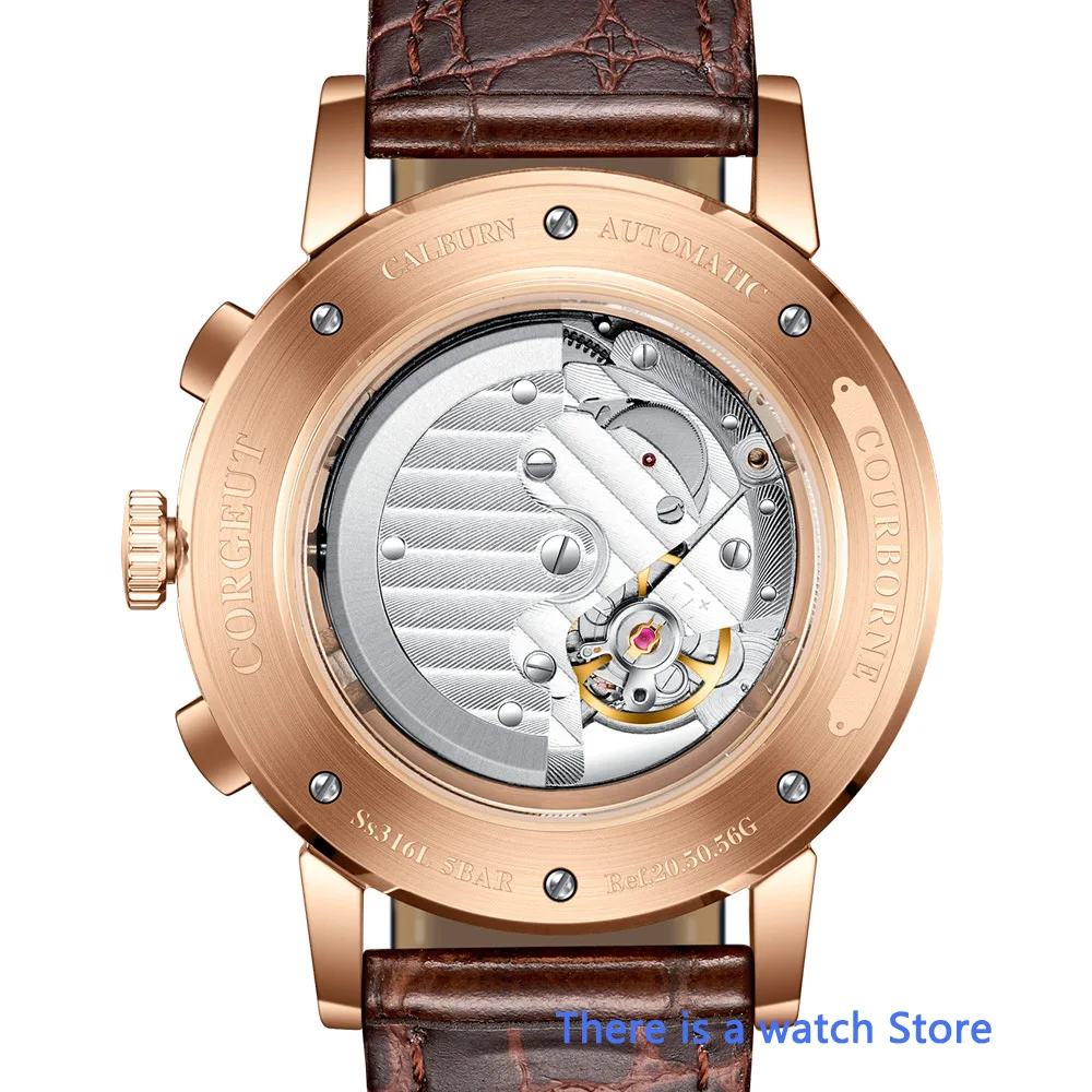 Corgeut 42mm Moon Phase Mechanical Watch Rose Gold White Dial Year Day Month Week Wristwatches Automatic Mens Watch
Corgeut 42mm Moon Phase Mechanical Watch Rose Gold White Dial Year Day Month Week Wristwatches Automatic Mens Watch