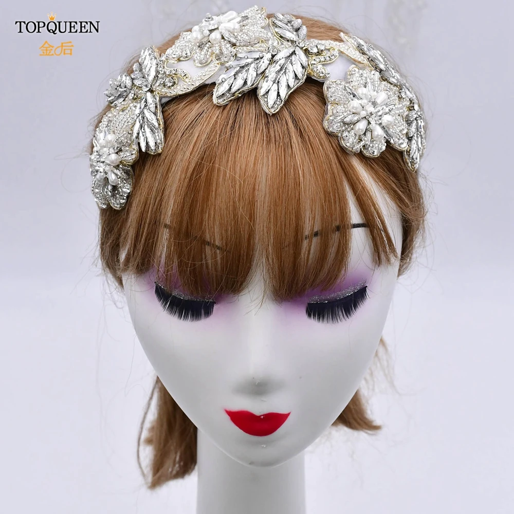 

TOPQUEEN S427-D Exaggerated Rhinestone Leaf Hair Accessories for Weddings Prom Party Handmade Headband Delicate Jewelry Headband