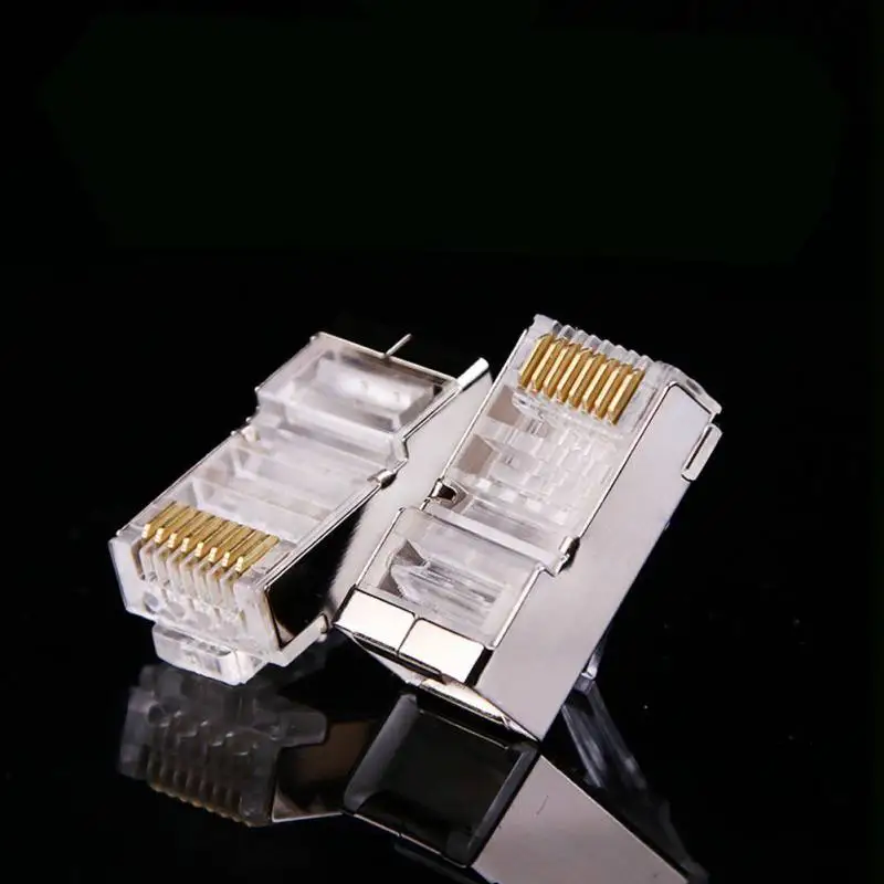 100 шт. RJ45 CAT6 Модульный Кабельный разъем Ethernet позолоченный сетевой для