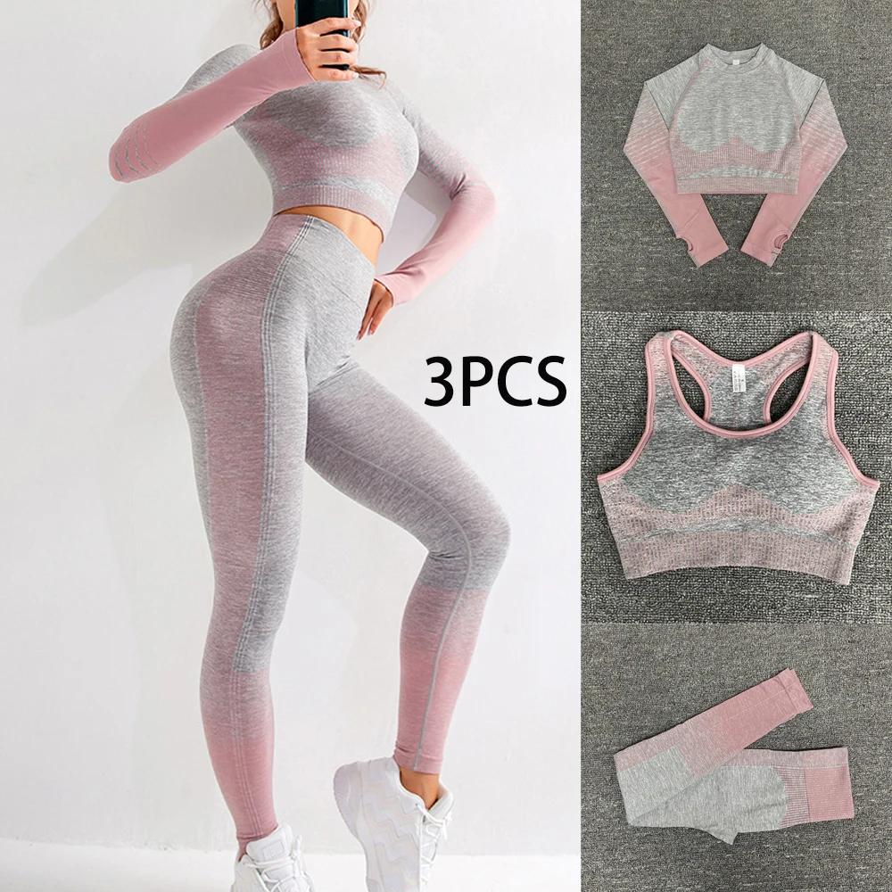 Women's Fashion Slim Seamless Yoga Long Sleeve T-Shirt Set High Waist Stretch Fitness Pants Shockproof Sports Bra Shirt Running
Women's Fashion Slim Seamless Yoga Long Sleeve T-Shirt Set High Waist Stretch Fitness Pants Shockproof Sports Bra Shirt Running