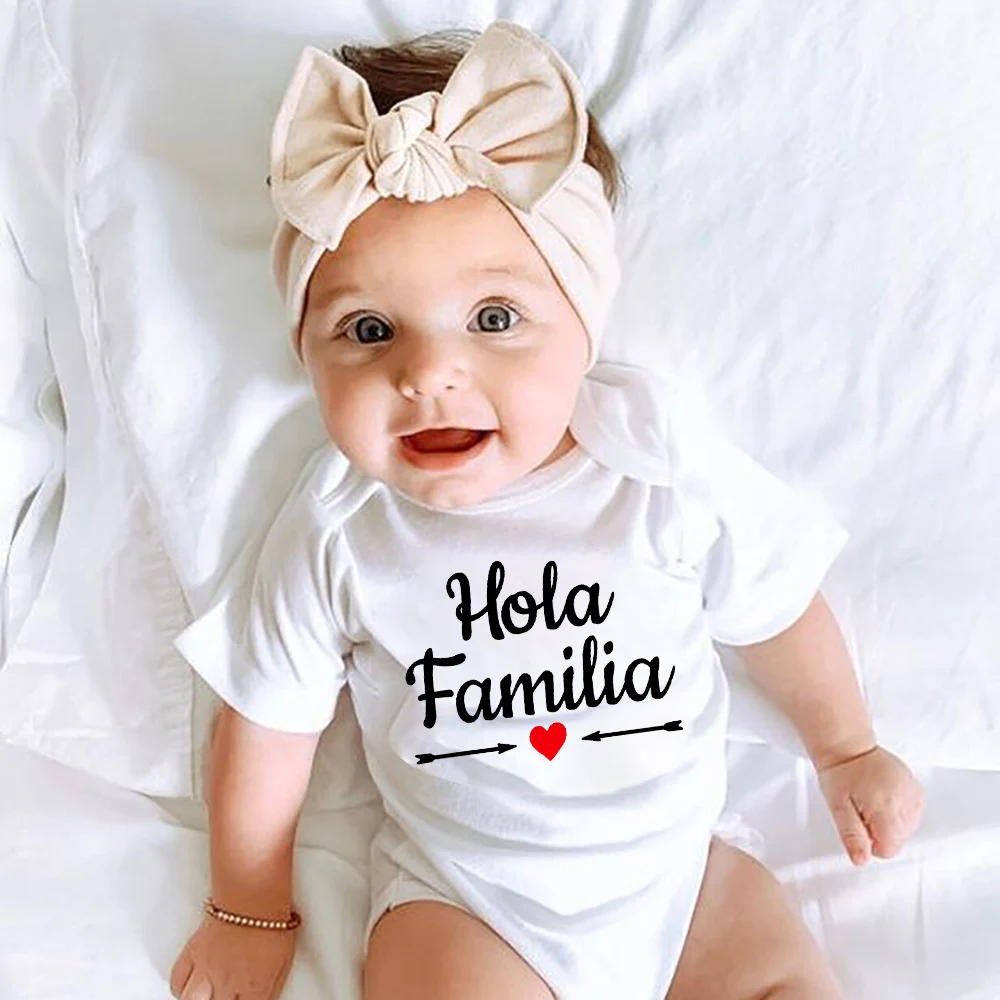 

Hola Familia Spanish Funny Baby Newborn Rompers Boy Girl Casual Comfortable Bodysuits Outfits Infant Born Crawling Clothing Ropa