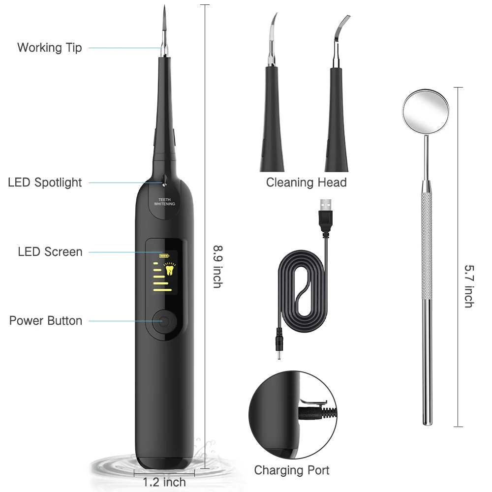 Portable Electric Sonic Dental Scaler Tooth Calculus Remover Tooth Stains Tartar Tool Dentist Whiten Teeth Cleaner Oral Hygiene
Portable Electric Sonic Dental Scaler Tooth Calculus Remover Tooth Stains Tartar Tool Dentist Whiten Teeth Cleaner Oral Hygiene