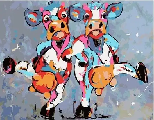Two cute cows animal paintings by number oil paints painting by number acrylic paint wall decoration
Two cute cows animal paintings by number oil paints painting by number acrylic paint wall decoration