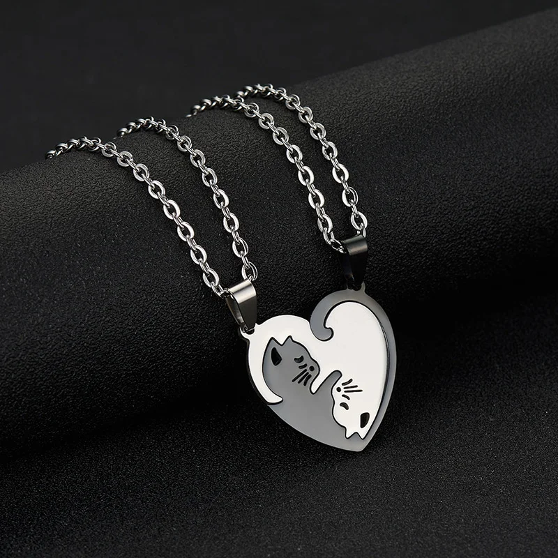 Animal Pendant Black White Cat Stitching Necklace Simple Friendship Gift Heart Shape Gold White Cat Cute Couple Jewelry Necklace
Animal Pendant Black White Cat Stitching Necklace Simple Friendship Gift Heart Shape Gold White Cat Cute Couple Jewelry Necklace
