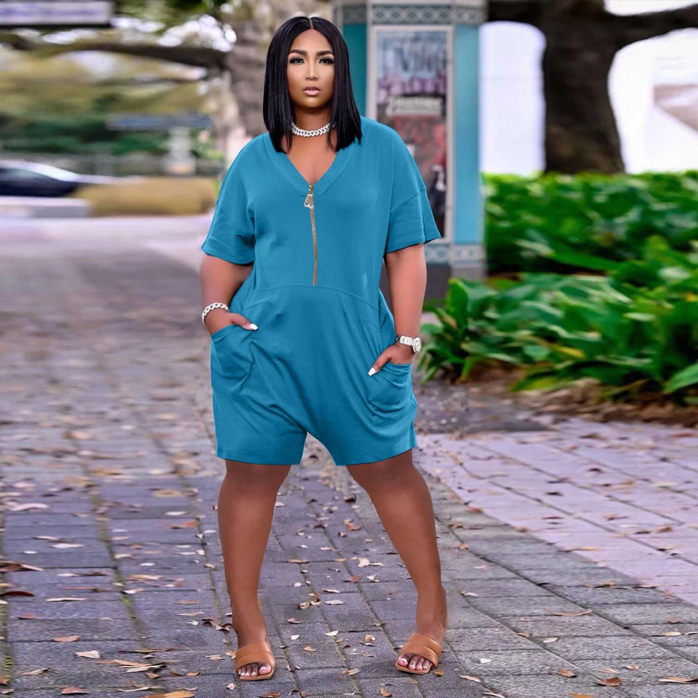 Casual Solid Loose Rompers Womens Jumpsuit 2022 Summer Deep V Neck Short Sleeve Biker Playsuit Office Lady Zipper Pocket Outfit
Casual Solid Loose Rompers Womens Jumpsuit 2022 Summer Deep V Neck Short Sleeve Biker Playsuit Office Lady Zipper Pocket Outfit