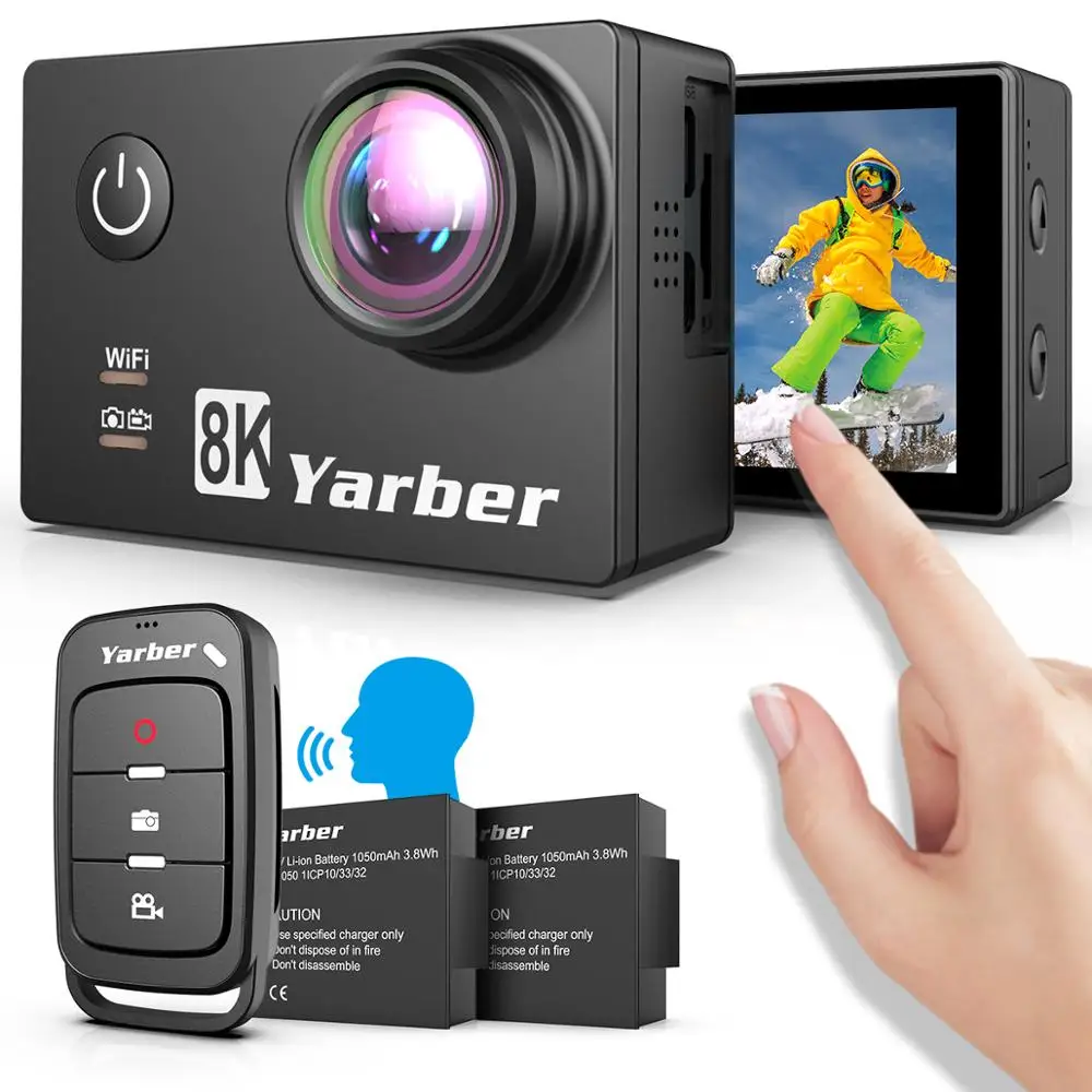 Yarber 8K Экшн-камера 4K 20MP Спортивная экшн-видеокамера s WIFI Bluetooth Camara Deportiva спортивный