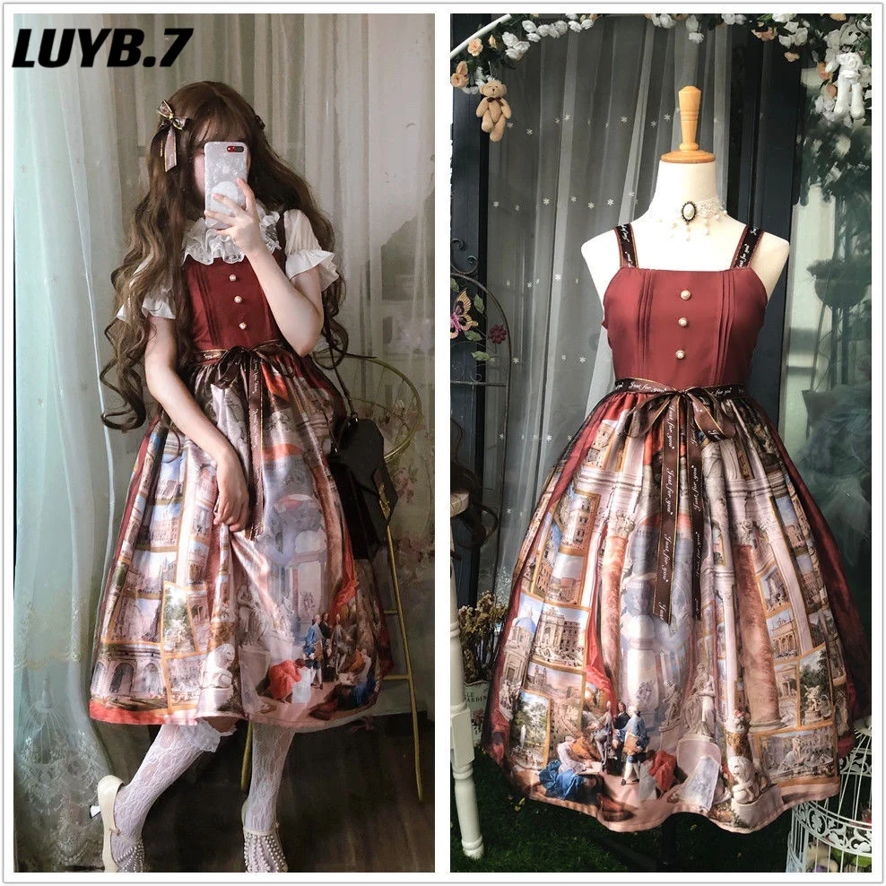Girl Lolita dress Palace Panting Gothic Kawaii cute sexy sleeveless sling Plastic waist Japanese Cartoon Dress
Girl Lolita dress Palace Panting Gothic Kawaii cute sexy sleeveless sling Plastic waist Japanese Cartoon Dress