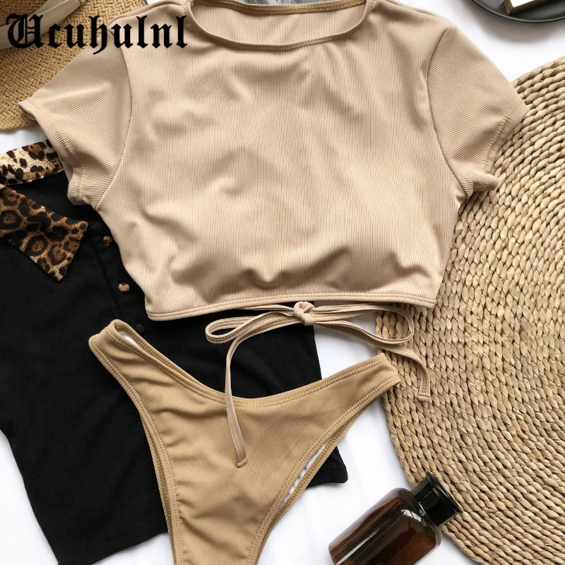 Backless swimsuit women Solid bikini set String 2 pieces set T-short swimwear female High cut bathing suit beach wear
Backless swimsuit women Solid bikini set String 2 pieces set T-short swimwear female High cut bathing suit beach wear