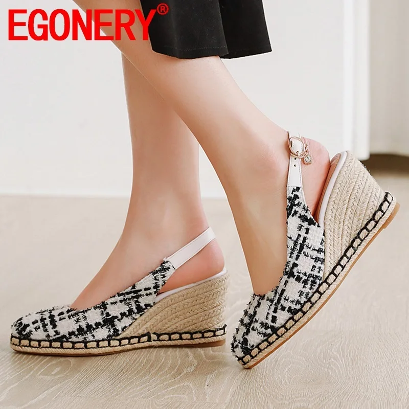 

EGONERY Spring Newest Fashion Women Pumps Outside High Heels Platform Pointed Toe Buckle Women Shoes Drop Shipping Size 33-44