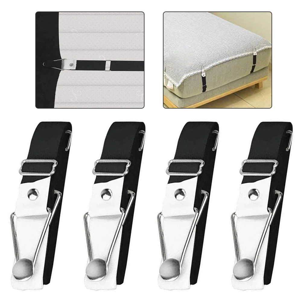 

4pcs Elastic Bed Sheet Grippers Double Head Clips Gripper Holder Suspender Bed Sheet Fasteners Home Textiles Organize Gadgets