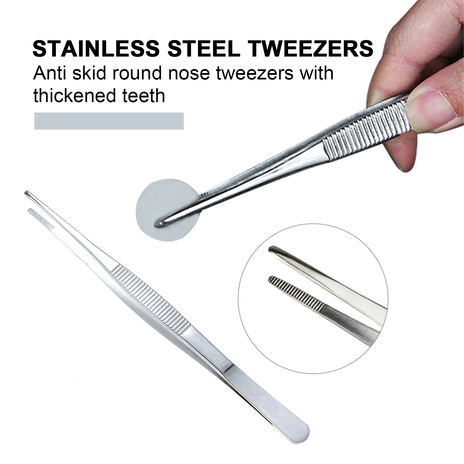 20cm Stainless Steel Tweezers Thickened Tooth-shaped Anti-iodine Anti-slip Round Tip Tweezers Long Barbecue Food Tongs BBQ Tool
20cm Stainless Steel Tweezers Thickened Tooth-shaped Anti-iodine Anti-slip Round Tip Tweezers Long Barbecue Food Tongs BBQ Tool