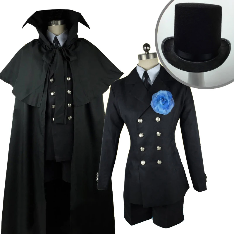 Костюм черного Батлера Kuroshitsuji Небесный Phantomhive черные похоронные костюмы для