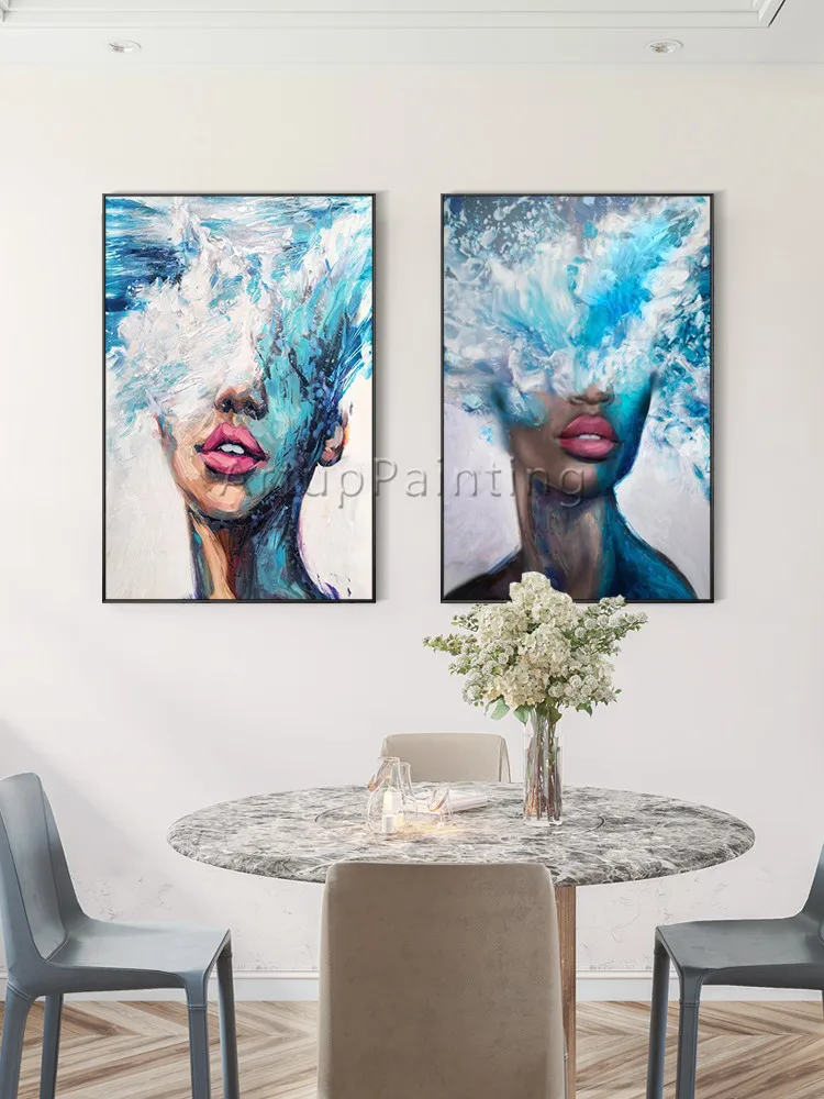 Set of 2 Modern abstract hand painted blue white portrait oil painting on canvas wall art pictures for living room decoration
Set of 2 Modern abstract hand painted blue white portrait oil painting on canvas wall art pictures for living room decoration