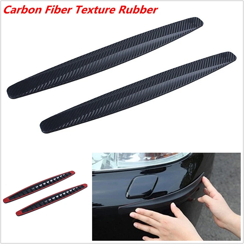 

2x Black Carbon Fiber Texture Anti-rub Protector Car SUV Bumper Edge Guard Strip