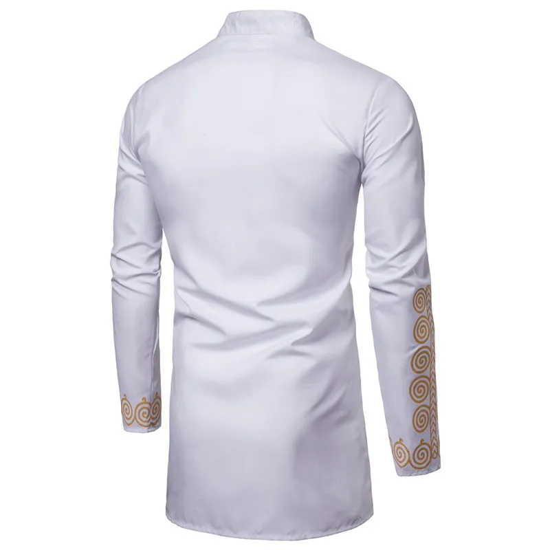 2019 autumn and winter new Middle East bronzing print robes long-sleeved men's shirt Slim stand collar men's shirt
2019 autumn and winter new Middle East bronzing print robes long-sleeved men's shirt Slim stand collar men's shirt
