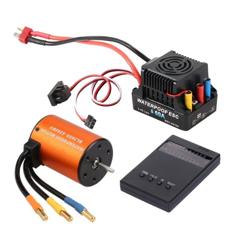 Waterproof 3650 4300KV Brushless Motor with 60A 2-4S Lipo ESC Programming Card Combo Set for 1/10 RC Car Truck
Waterproof 3650 4300KV Brushless Motor with 60A 2-4S Lipo ESC Programming Card Combo Set for 1/10 RC Car Truck
