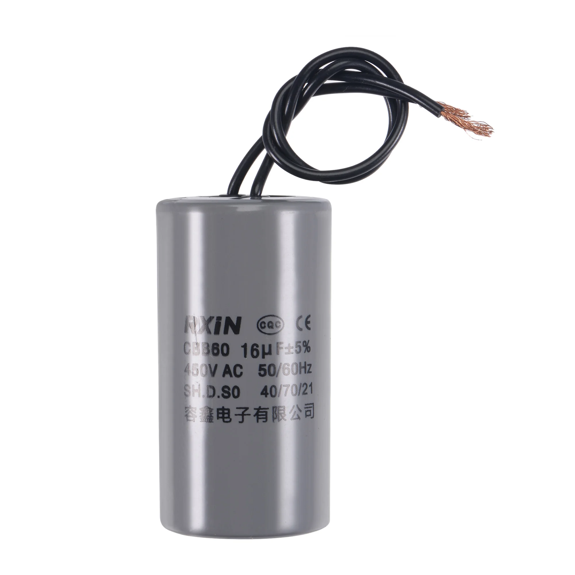 

Uxcell CBB60 Run Capacitor 16uF 450V AC 2 Wires 74x38mm for Compressor Pump Motor