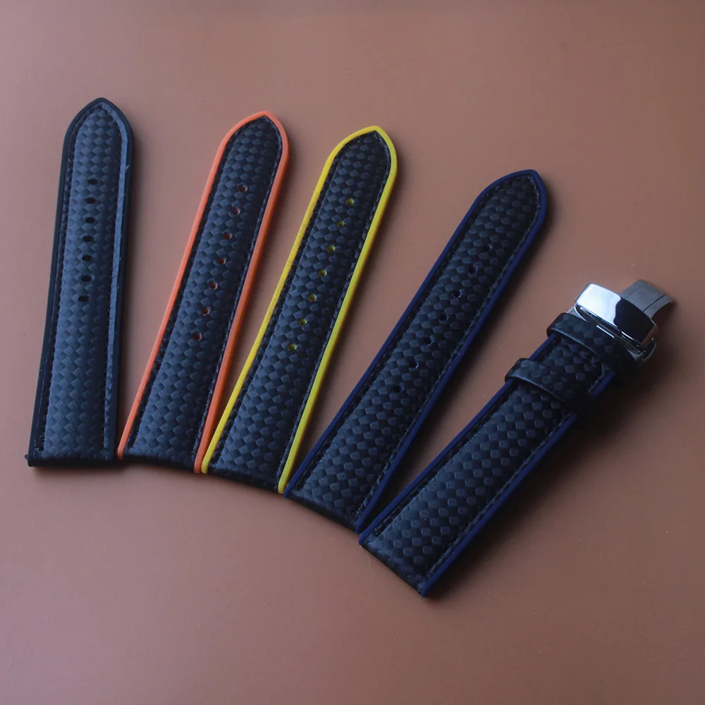 20mm 22mm Soft Rubber Sport Watchbands Diver Waterproof Silicone and Carbon Watch Band Straps Fabric Black Blue Red Orange Line
20mm 22mm Soft Rubber Sport Watchbands Diver Waterproof Silicone and Carbon Watch Band Straps Fabric Black Blue Red Orange Line