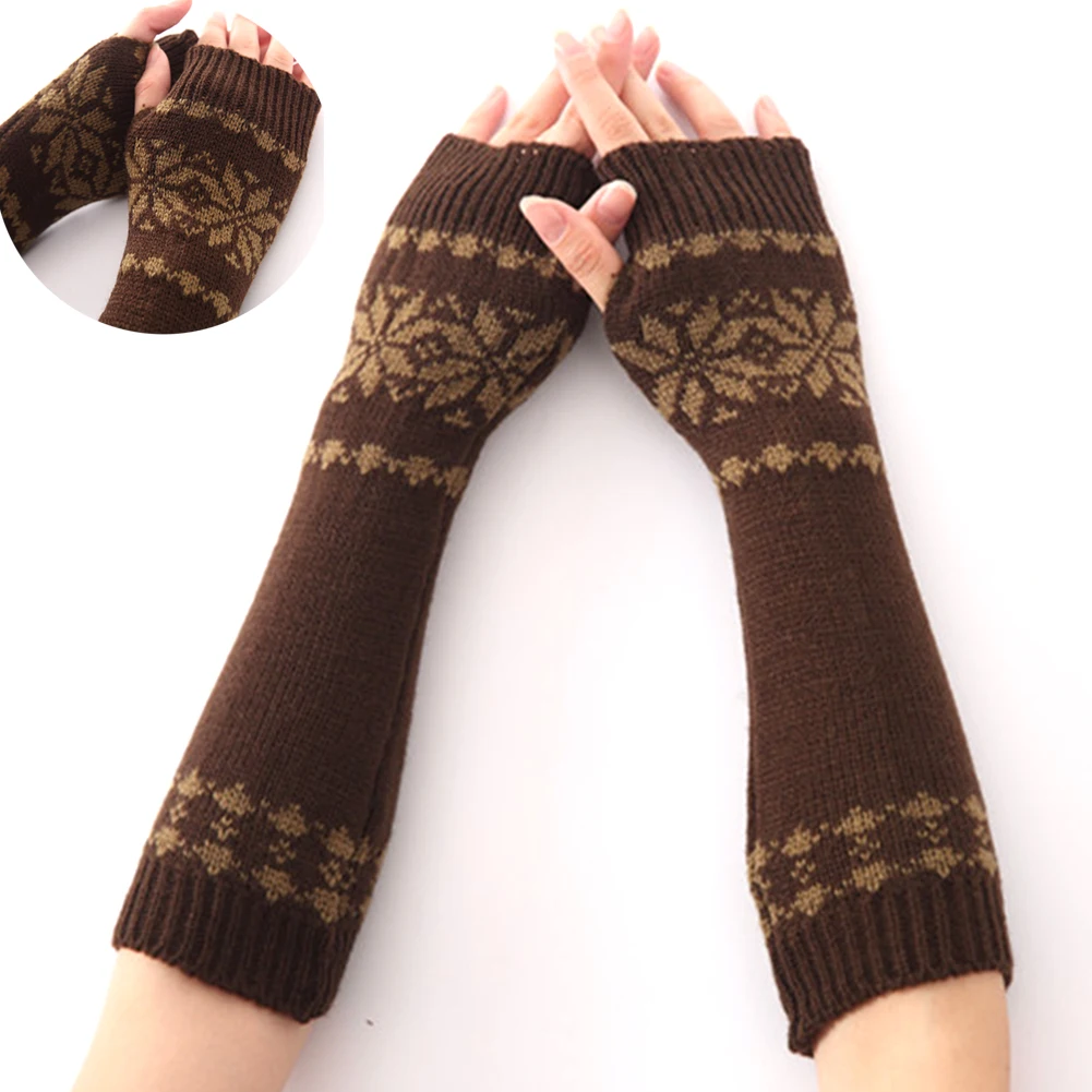 Вязаные женские перчатки для девочек теплые зимние без пальцев|Женские