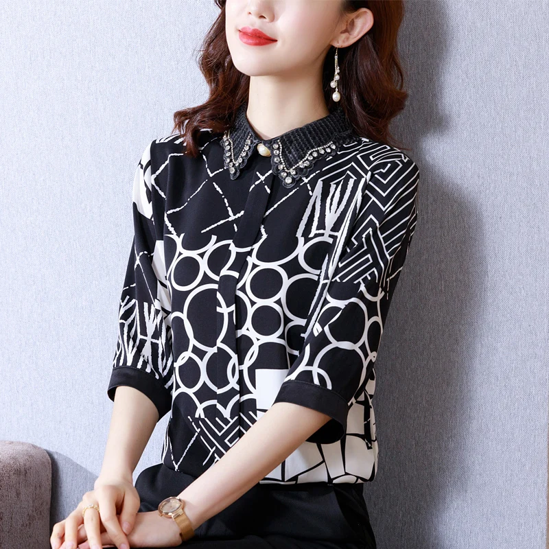 Chiffon Women's Blouse Polo Girl's Shirt Print Casual Spring Autumn Long Sleeve Top Fashion Clothing Lady Blusas Houthion
Chiffon Women's Blouse Polo Girl's Shirt Print Casual Spring Autumn Long Sleeve Top Fashion Clothing Lady Blusas Houthion